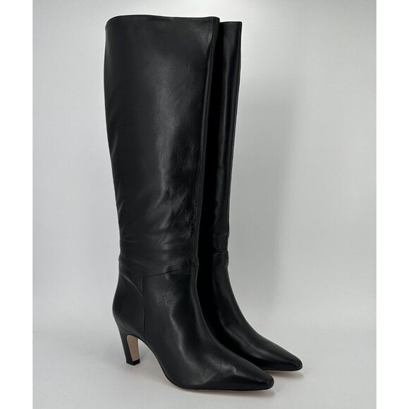 Everlane The Knee-High Banana Heel Boot in Black Leather sz 5.5 Women's Pull-on